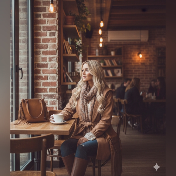 🌿NWT HYFVE Tan Cinch Waist Women's Small Cavender’s Boho Chic Fall Coat - Picture 11 of 14